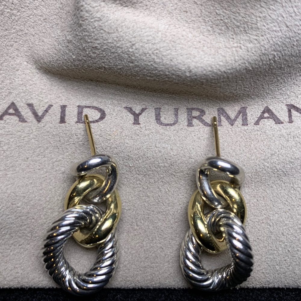 *David Yurman two-tone chain-link drop earrings*